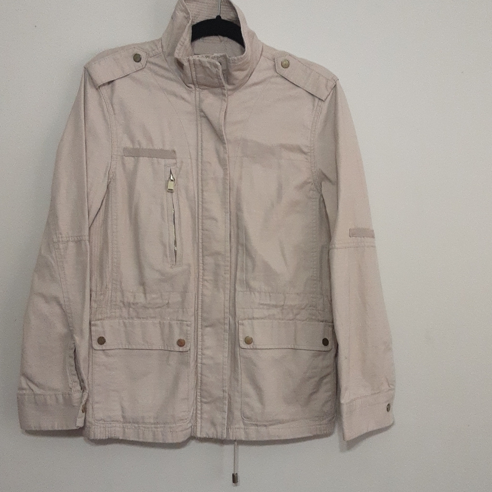 H&M utility jacket coat women 12 casual fall office y2k beige lagenlook retro